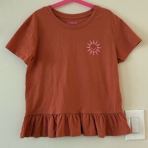 {Cat & Jack}-Size L (10-12)- Rust Colored Peplum Shirt